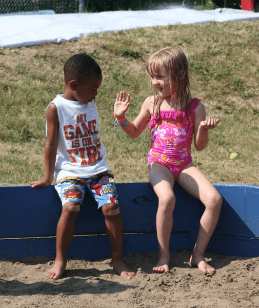 kids at camp talking