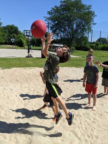 sports-at-camp-mirage-summer-day-camp playing ball at camp